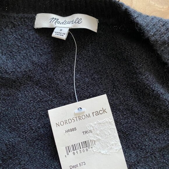MADEWELL Bnwt Faux Wrap Front Black Cozy Sweater - Picture 8 of 11